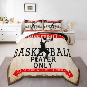 jejeloiu Kids Basketball Comforter Set Full Size Gaming Sports Duvet Quilt for Boys Girls Teens Bedroom Decor Ball Games Bedding Set Gift for Basketball Lover Breathable Soft Lightweight 3Pcs