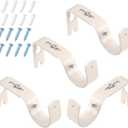Frienda 4 Pcs Curtain Rod Support Brackets Cream Adjustable Curtain Rod Hangers for 1 Inch Diameter General Hardware Holders Wall Bracket Hanger Hooks with Screws (Champagne Color)