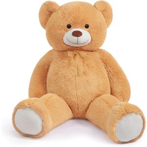 HollyHOME Giant Teddy Bear 4Ft Big Teddy Bear Stuffed Animal Birthday Valentines Day Plush Toy for Kids and Girlfriend 48 inch Tan
