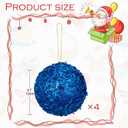 4 Pcs 4.7" Sequin Ornaments, Glitter Christmas Ball Ornaments, Sparkle Christmas Ornaments Christmas Ornaments Tree Decorations Blue Christmas Hanging Ball for Holiday Indoor Outdoor Decor