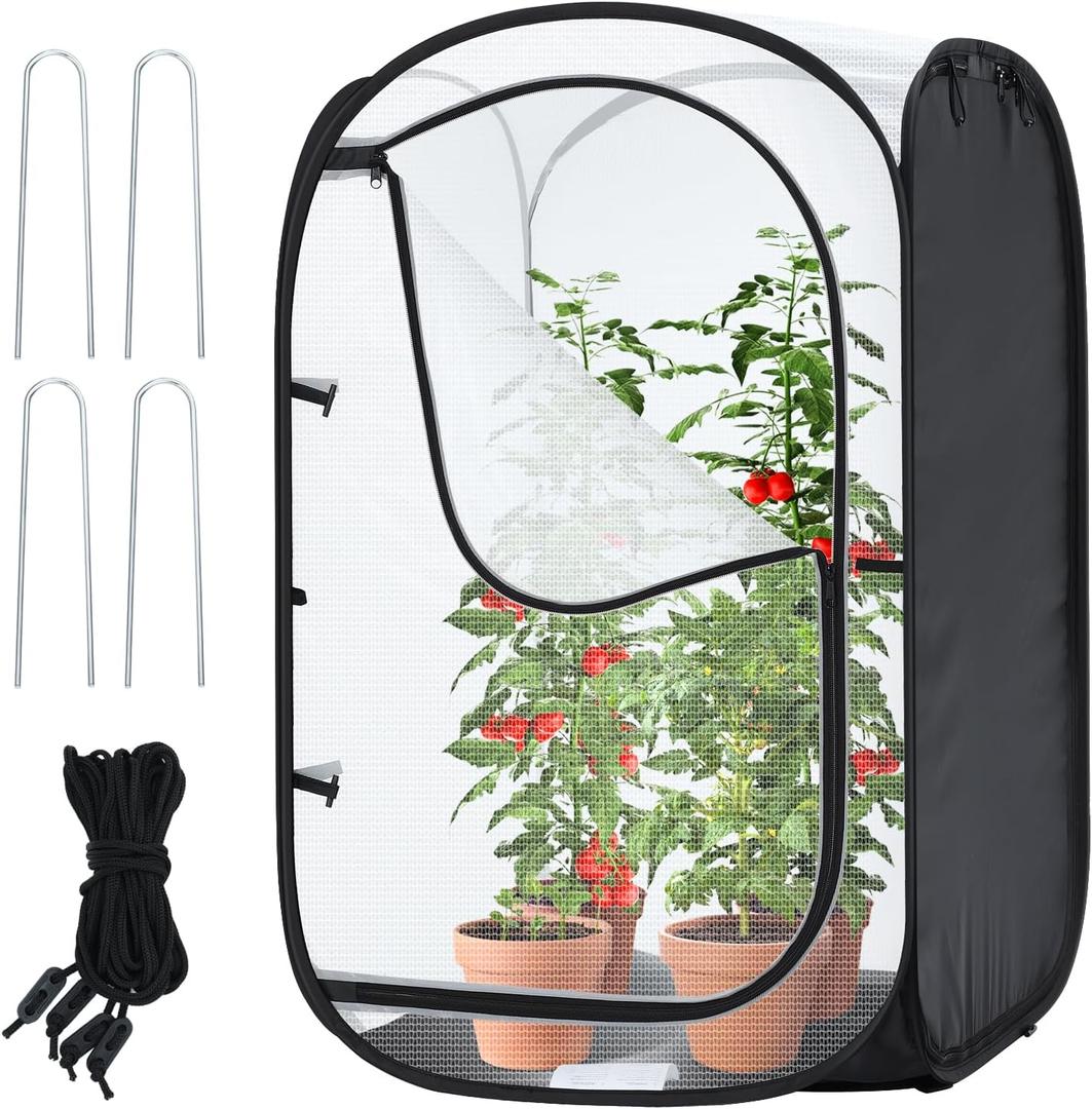 Ohuhu Mesh Plant Cover, Pop Up Garden Plant Protector Strawberry Cover Wind Protection for Plants Outdoor - Plants Screen Covers Tent Protect Fruit, Vegetables Flowers Herbs Outside from Birds Insects, 4 Pack