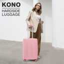 Kono Lightweight 24 Inch Expandable Luggage with Quiet Spinner Wheels TSA Lock, Scratch and Drop Resistant PC+ABS Hardside Durable Medium Checked Suitcase, Pink