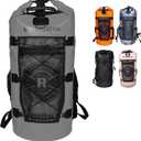 Rockagator Kanarra 90L Waterproof Backpack for Camping, Hiking, Mountaineering, Backpacking, Hunting, Fishing, Canoeing, Outdoor Activities, The Wet Outdoors - Large Capacity, Roll Top Closure, Gray