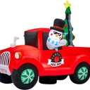 8 x 6 Ft Christmas Inflatable Pickup Truck & Tree, Outdoor Lawn Yard Christmas Inflatable Car Decorations, Xmas Lighted Blow Up Indoor Decoration, Christmas Blowup Decor Indoor