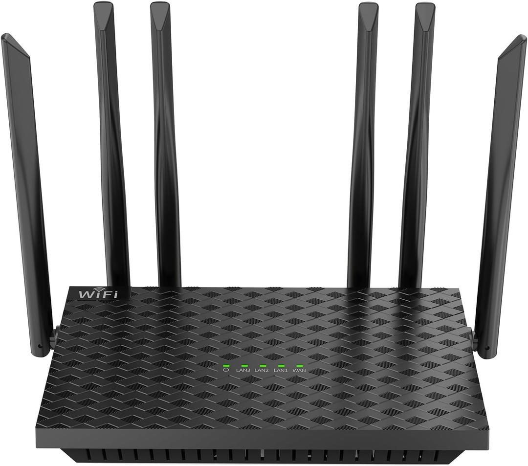 WiFi Router, 6-Antenna High-Gain Router, 802.11 b/g/n Internet Router, Supports Router, Bridge, Repeater and AP Modes for Home Office