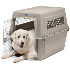 Petmate Ultra Vari Dog Kennel - Portable Crate for Extra Large Dogs 90-125 lbs - Airline-Friendly - Heavy-Duty Plastic Shell - For Home and Travel - Made in USA - 48 Inches - Taupe