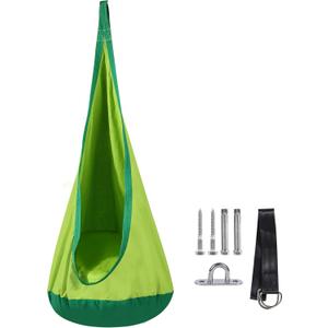 RedSwing Pod Swing for Kids, Cotton Child Hanging Pod Hammock Chair with Inflatable Cushion for Indoor Outdoor Use, Hardware Included, Green RedSwing Pod Swing for Kids, Cotton Child Hanging Pod Hammock Chair with Inflatable Cushion for Indoor Outdoor Use, Hardware Included, Green