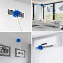 ZZ LAZYCOTTAGE Cobweb Duster with Extension Pole, Washable Cleaning Duster Kit with 2 Duster Heads, Cobweb Duster, Corner Brush, Aluminum Telescoping Pole for Ceiling Fan (Blue)