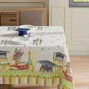 XCHI Stripe Grass Grad Cap Book Stars Graduation Tablecloth Rectangle Table Cloth Table Covers for Indoor Dining Home Party Decorations 60x104 Inch