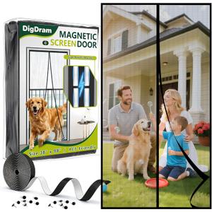 Magnetic Screen Door - Upgraded PET Mesh, Heavy Duty Screen Mesh Curtain for Sliding/Patio Door, Hands-Free Self-Sealing, Keep Bugs Out, Screen Size 38" x 98", Black