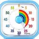 Visual Timer for Kids and Adults, Rainbow Disk 60 Minute Countdown Pomodoro Timer with Pause Function, Silent Time Management Tool, Analog Timer for Classroom, Home, Office (Blue Rainbow)