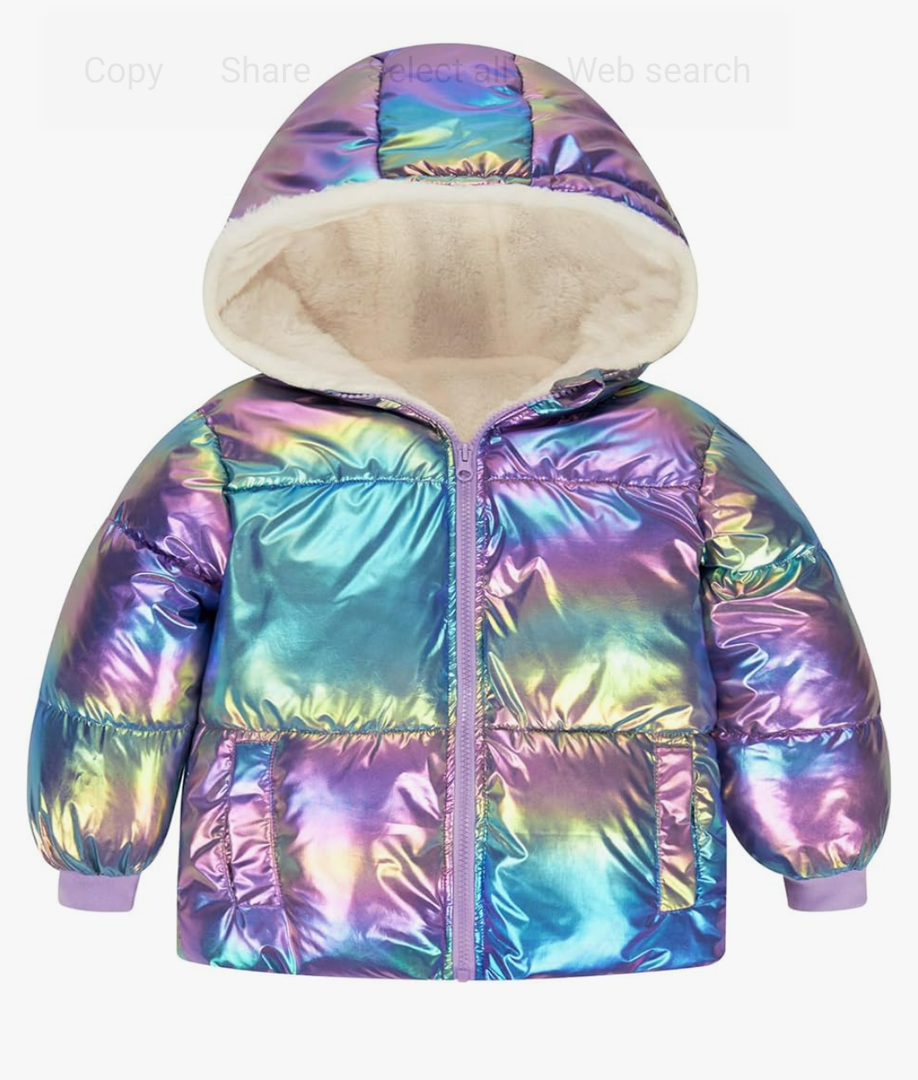 UNICOMIDEA Baby Girl Winter Coat Laser Toddler Jackets Warm Down Outerwear with Hooded for  Size 130