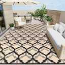 OLANLY Reversible Outdoor Rug 8x10 ft Clearance, Waterproof Outdoor Plastic Straw Rug with Interlacing Pattern, RV Mat for Patio, Camping, Balcony, Deck, Backyard, Black & Beige