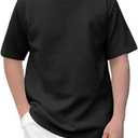 Haloumoning Boys Geometric Texture T-Shirts Kids Fashion Crewneck Short Sleeve Loose Tops Tees 5-14 Years (Black)