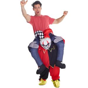 Morph Unisex Piggyback Adult Sized Costume, Jester, One Size US