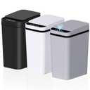 jinligogo 3Pack Bathroom Small Trash Can with Lid, 2.6 Gallon Touchless Automatic Garbage Can Slim Waterproof Motion Sensor Smart Trash Bin for Bedroom, Office, Living Room White/Black/Grey