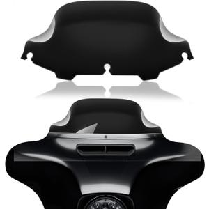 Rich Choices 8" Motorcycle Black Wave Windshield Windscreen Compatible with 1996-2013 Harley Davidson Street Glide Electra Glide Ultra Classic Touring FLHT FLHTC FLHX Tri Glide