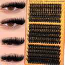 Fluffy Lash Clusters with Spikes 200D+260D+300D Cluster Eyelash Extensions Thick Eyelash Clusters Faux Mink Individual Lashes Full Volume Cluster Lashes 12-20MM Reusable Eyelashes by TNFVLONEINS