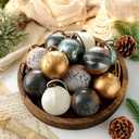 Syhood 12 Pcs Vintage Christmas Ball Ornaments 2.36'' Neutral Textured Christmas Ornaments Rustic Distressed Xmas Farmhouse Holiday Decor for Xmas Tree(Dark Color,Retro Style)