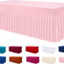 Smiry Spandex Tablecloth, Elastic Fitted Stretch Tablecloth for 6FT Rectangle Tables, Waterproof Washable Table Cover Skirt for Outdoor, Wedding, Banquet & Parties (Pink, 72Lx30Wx30H Inch)