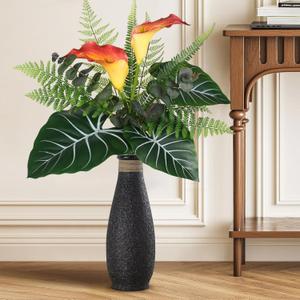 JUSTOYOU Artificial Calla Lily Flower Big Fake Calla Lily Greenery Bouquet for Vase Decor Big Faux Calla Lily Centerpieces Flower for Table Greenery Plants Bouquet for Home Office Decor