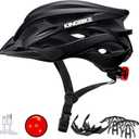 KINGBIKE Bike Helmet for Adult Men Women Youth Road Commute Mountain Cycling Helmets with USB Rechargeable Light Replaceable Padding and Visors Lightweight 20.4-23.6in (Black, Large)