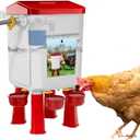 Automatic Chicken Waterer, Float-Controlled Chicken Water Feeder, Large Watering System with 60 Inch Water Hose (One End 3/4''), Poultry Waterer for Duck Quail Turkey Chick (2 Gallons, Red)