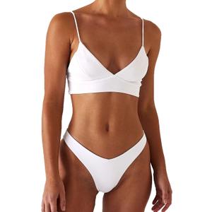 Rajputana Womens Bikini Black Push Up Brazilian Two Piece Swimsuit (Medium, White)