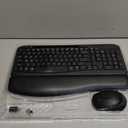 Wireless Keyboard and Mouse Combo, Full-Sized Ergonomic Wave Keys Keyboard with Memory Foam Wrist Rest & Phone Holder, 2.4G Quiet Keyboard Mouse Work Setup for PC Laptop, Office or Home (Black)