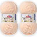 2 Skein/Pack Himalaya Dolphin Baby Chenille Yarn, Each Ball 100 gr (3.5 oz), 120 m (132 Yards), 100% Polyester, Super Bulky Baby Blanket Velvet Amigurumi Yarn, 80333 - Light Salmon