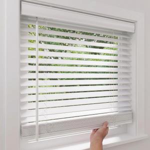 2 Inch Solid Wood Cordless Blinds for Indoor Windows, 29" W x 48" H-White
