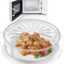 Splatter Proof Microwave Cover  Kitchen Discovery  Microwave Splash Guard Protects Against Spurts and Spatters. Clear, Reusable Microwave Plate Cover with Handles Replaces Single Use Plastic Wrap