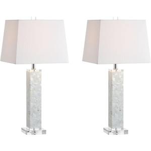 JONATHAN Y JYL1053A-SET2 Set of 2 Table Lamps Noelle 28.5" Seashell LED Table Lamp Coastal Contemporary Bedside Desk Nightstand Lamp for Bedroom Living Room Office College Bookcase, White