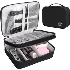 Barber Case Barber Tool Bags Barber clipper Bag Barber Cases for Clippers and Supplies Professional Barber Accessories Kit Hair Cutting Scissors Storage Bag Shaving Kits (Black) (Double-layer)