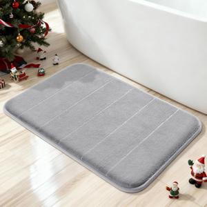Yimobra Memory Foam Bath Mat, Super Soft Absorbent Bathroom Rug Non Slip, Quick Dry, Machine Washable Floor Carpet for Tub Shower, Home Decor Accessories, 24x17, Grey