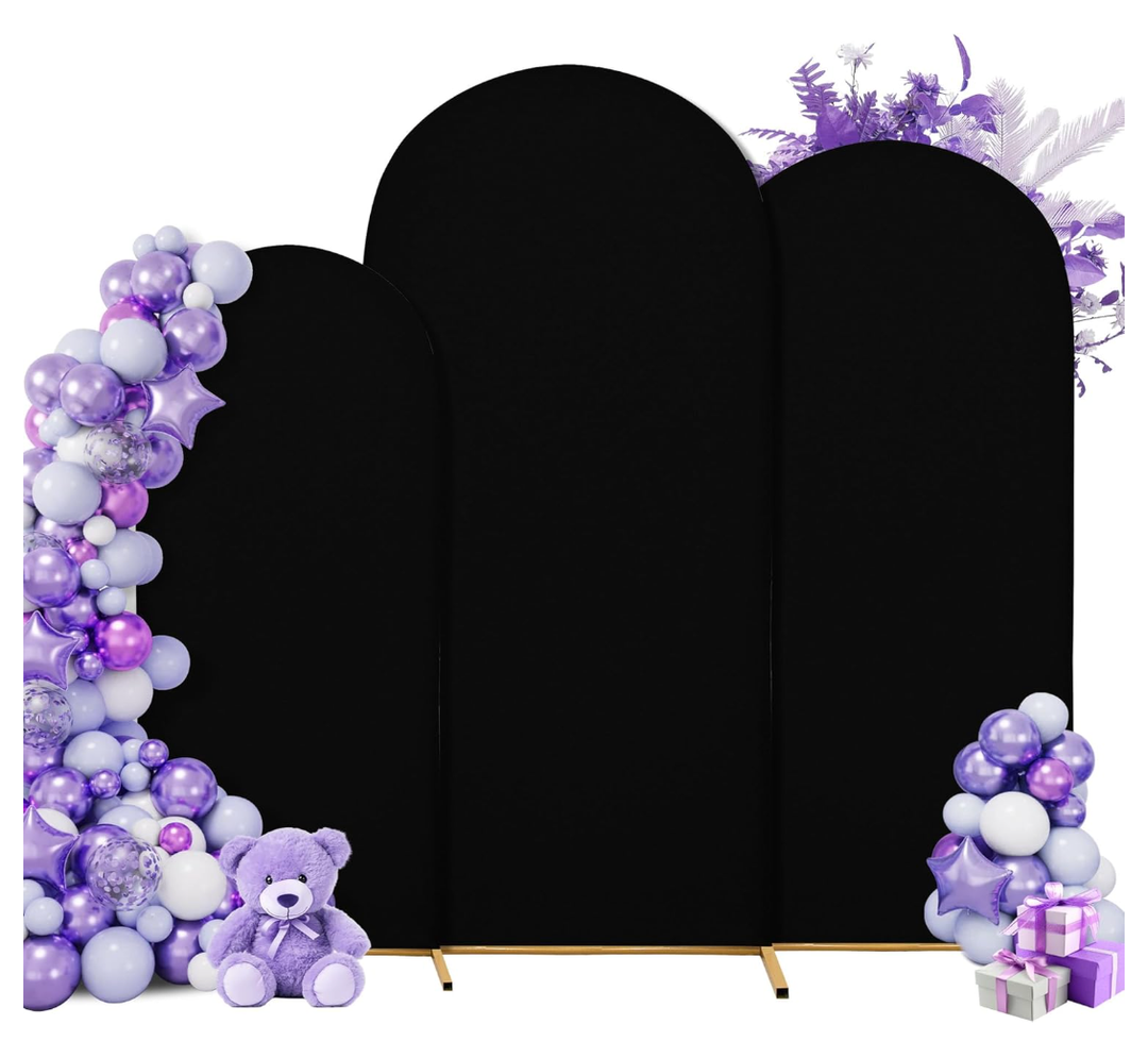SUKAIKEQA 3Piece Arch Cover Bundle – 7.2FT, 6.6FT & 6FT Stretch Spandex Backdrop Set – Wedding, Birthday & Photo Booth Arch Covers for Every Event
