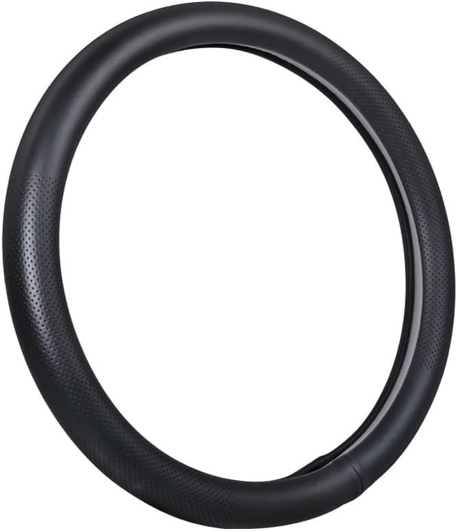 VARGTR Car Steering Wheel Cover,Universal 15 Inch Premium Leather Car Steering Wheel Cover,Best Grip,Perforated Design,Breathable,Non-Slip,Sweat-Absorbent,Warm in Winter and Cool in Summer (Black)