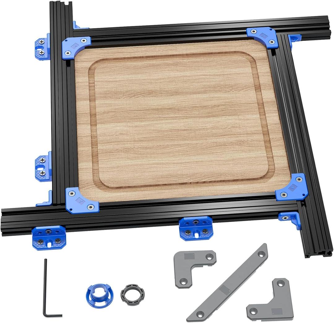 Juice Groove Router Jig, Adjustable Guide for 18"x18" Cutting Boards w/Corner Guides | Create Perfect Square/Round/Triangle Handle Grooves | Easy-Slide Smooth Finish, Black (Black)