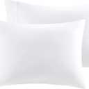 Comfort Spaces 100% Rayon (from Bamboo) Pillowcases, Breathable, Ultra Soft, Cooling Piillowcase, All Season, Cozy Bedding, Standard Queen, White 2 Piece (CS21-1222)