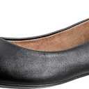 Amazon Essentials Women's Pointed-Toe Ballet Flat (9.5 Wide, Black Faux Leather)