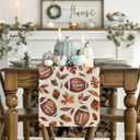 3 x Artoid Mode Rugby Maple Leaves Football Fall Table Runner, Seasonal Harvest Autumn Kitchen Dining Table Decoration for Home Party Decor 13x72 Inch