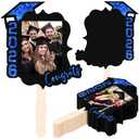 24 Pcs Personalized Graduation Fans Custom Photo Cutout Face Fans with Handle Double Sided Class of 2026 Grad Photo Props Grad Party Supplies Blank DIY Frame for Graduation Party Souvenirs(Blue)