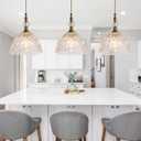 Glass Pendant Light Set of 3 Bronze Small Pendant Light with Clear K9 Crystal Ball Hanging Lights 7.68 in for Kitchen Island Hallway Entryway Bedroom lampara colgante para isla de cocina, 3pack