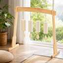 Wooden Wind Chime Stand & Gong Stand for 14 Inch Gong or 4 Koshi Chimes, Portable Tabletop Display Stand for Meditation, Sound Healing, Yoga Studio, Indoor Use with Base