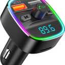 Nulaxy Bluetooth FM Transmitter, Bluetooth Car Adapter with Dual USB Charger Wireless Radio Car Kit MP3 Player Support TF Card & USB Disk, Hands-Free Calling, 7 Colors Led Backlit Light, Black