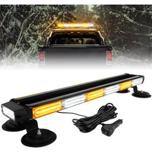 ASPL 26inch 126 LED Rooftop Emergency Strobe Lights Bar Double Side Flashing Safety Warning Traffic Advisor Light Bar Hazard Snow Plow Light for Trucks Vehicles Construction Tow Pickup(Amber/White)