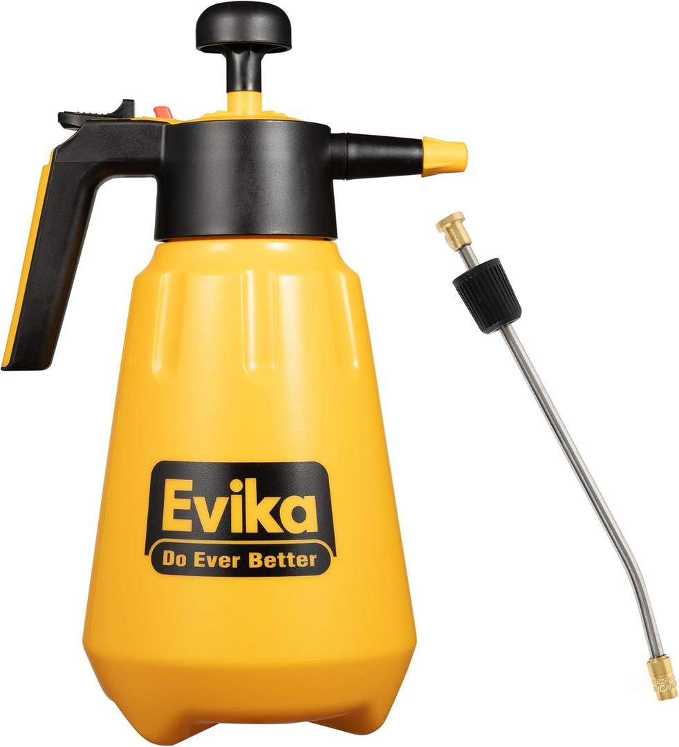 Handheld Pump Garden and Lawn Sprayer, 0.4 Gallon Pressure Sprayer with Safety Valve, Adjustable Nozzle,for Home Cleaning and Plant Mist, 1.5L Capacity