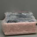 Vanity Stool Chair with Storage, Soft Ottoman Seat Vanity Stool with Anti-Slip Feet, Fluffy Padded Seat Multifunctional Footrest Side Table with 4 Metal Legs for Makeup, Bedroom, Pink (Rectangular-pink/Golden)