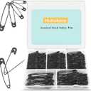 Safety Pins Assorted, 340 Pack Small & Large Heavy Duty Safety Pins for Clothes Sewing, 5 Different Sizes Pin Bulk, Arts and Crafts Supplies, Black