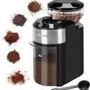 Lonkion Burr Coffee Grinder Electric - Adjustable Burr Grinder with 28 Precise Grind Settings for 12 Cups - Coffee Grinders for Home Use - Professional Coffee Bean Grinder - Stainless Steel (Black)